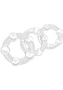 Stay Hard Beaded Cock Rings (3 Sizes) - Clear