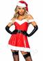 Leg Avenue Naughty Santa Off The Shoulder Vinyl Dress With Tie Back Halter Straps, Belt And Santa Hat (3 Pieces) - Large - Red/white
